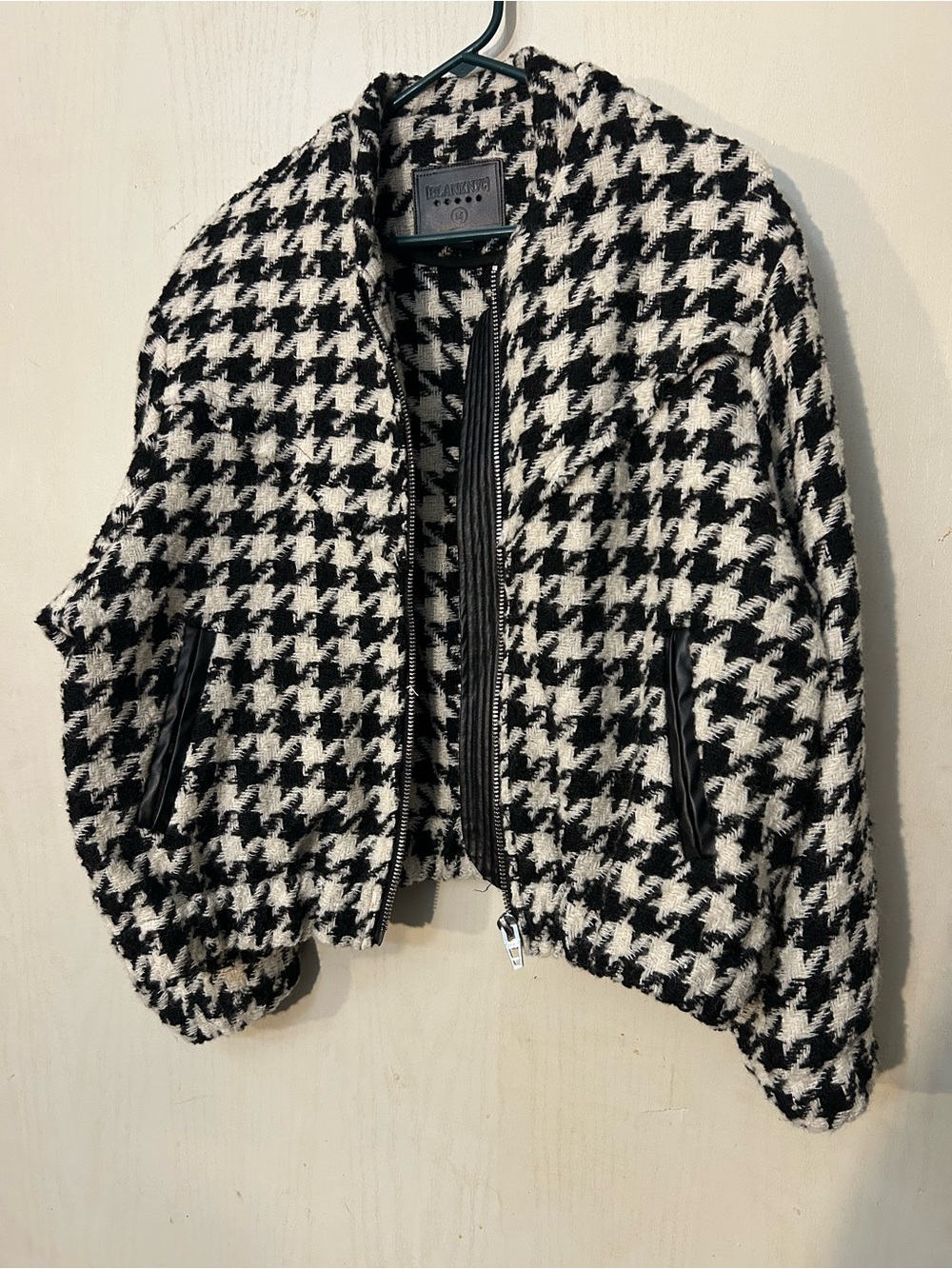 Blank NYC Black & White Houndstooth Bomber Jacket
